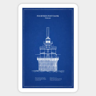 Fourteen Foot Bank Lighthouse - Delaware - AD Sticker